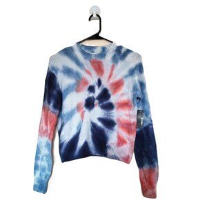 *NEW* ARDENE Pink/Blue/White Tie Dye Women's Cropped Sweater Size Small